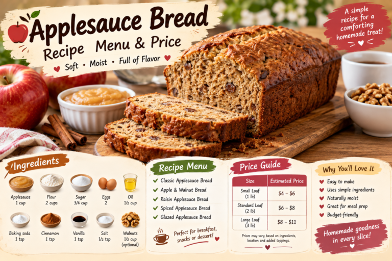 Applesauce Bread: Recipe Menu & Price