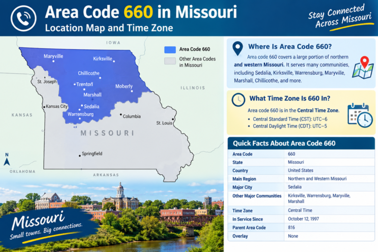 Area Code 660 in Missouri: Location Map and Time Zone