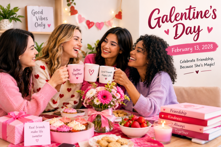 Galentine's Day 2028 falls on February 13, the day before Valentine's Day,