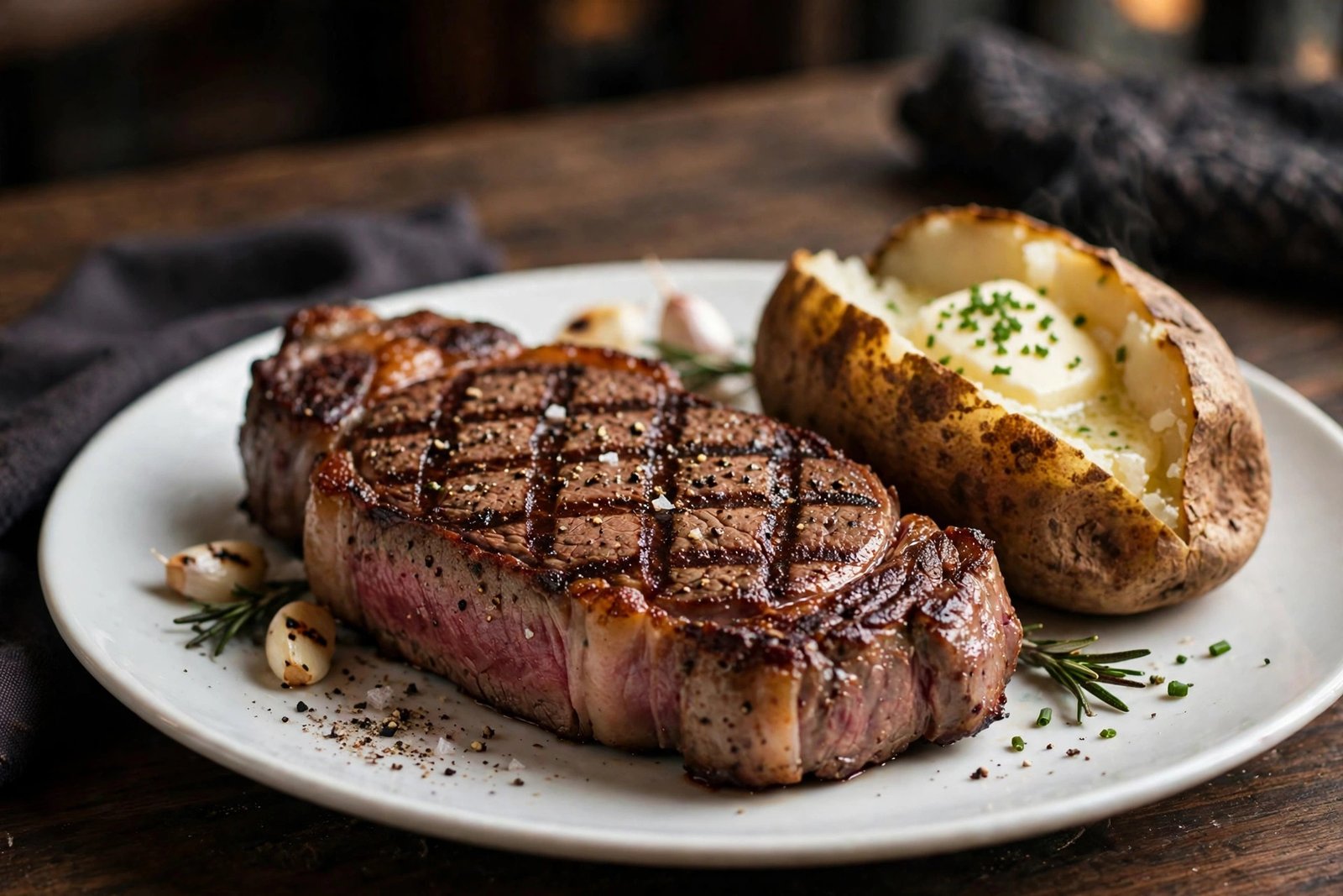 Best steak at LongHorn — New York Strip steak with baked potato