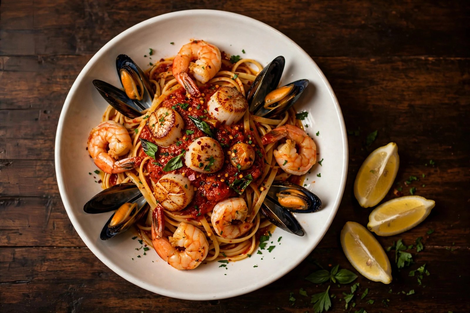 Best thing to eat at Carrabba's — seafood linguine with shrimp, scallops, and mussels in marinara