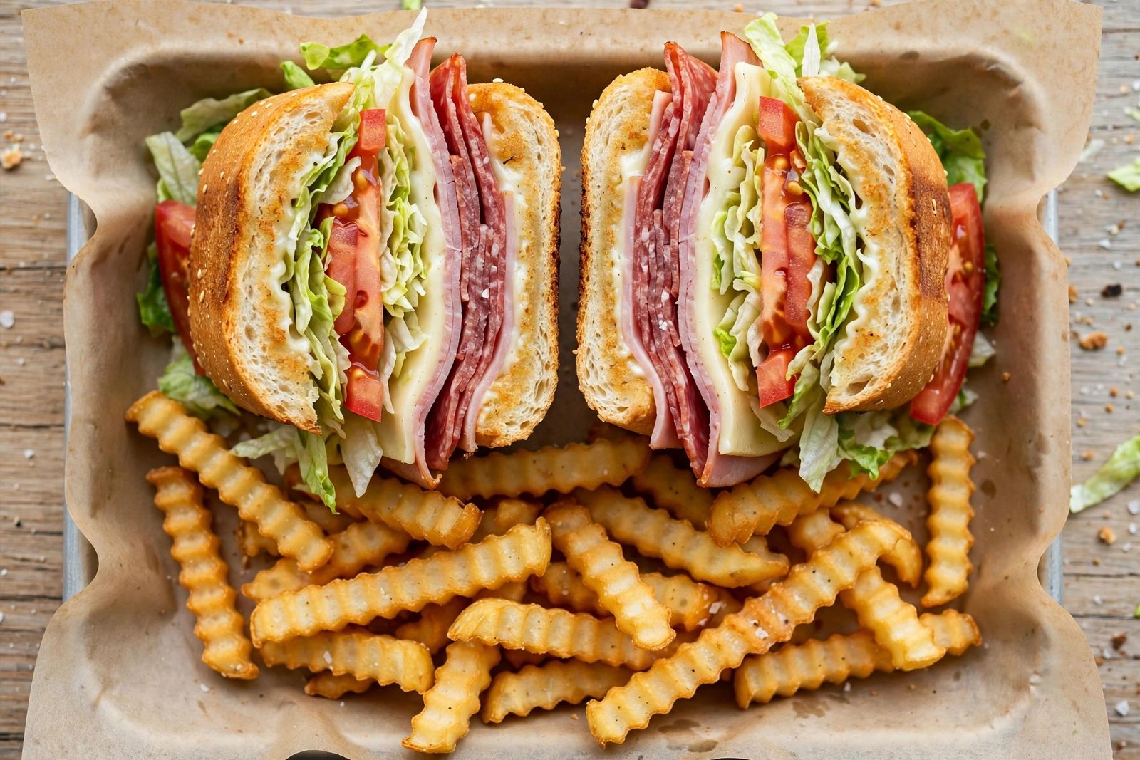 Buzzards Bay House of Pizza menu — Italian sub with fries