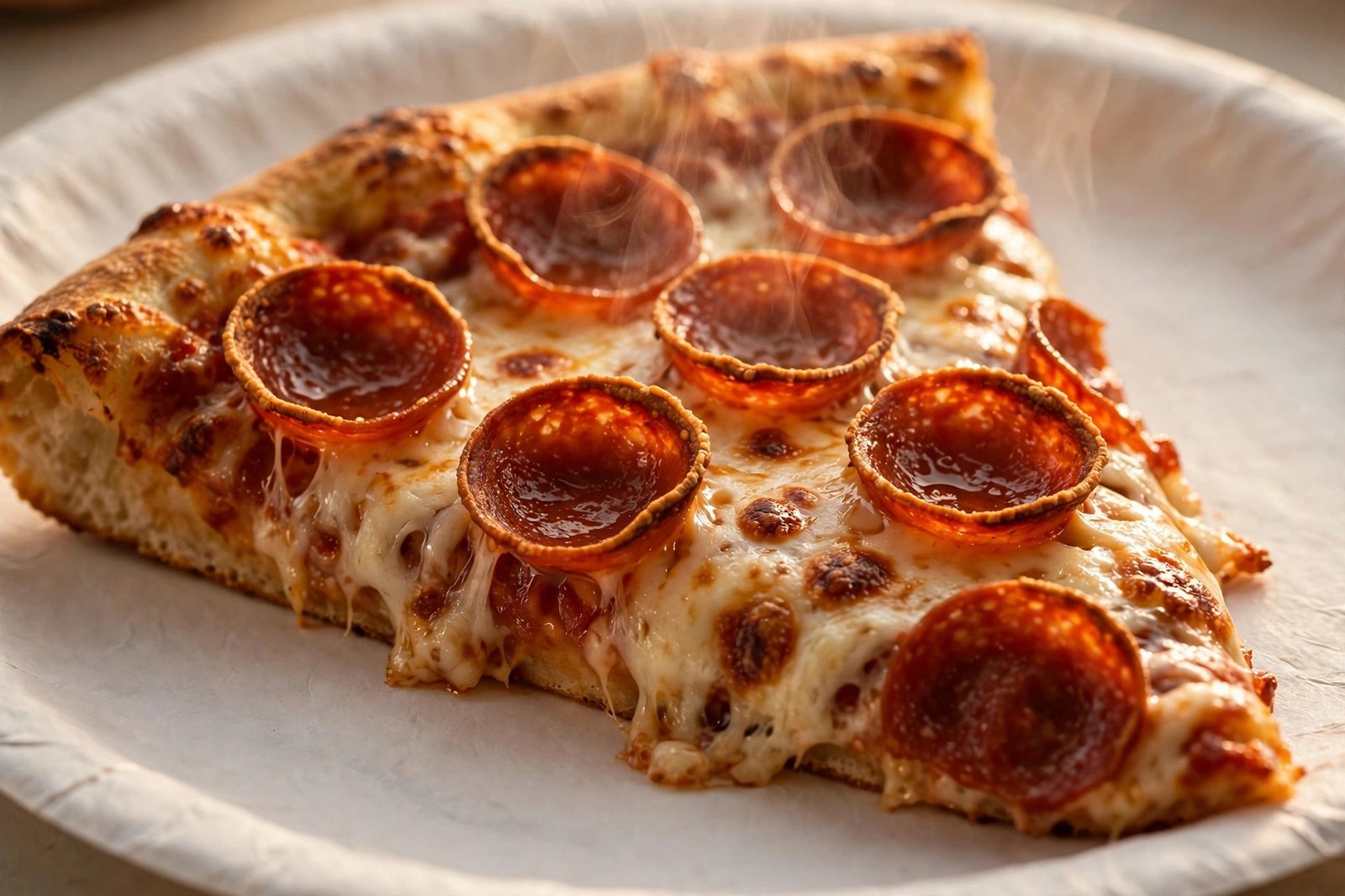 How many carbs are in Costco pizza — pepperoni pizza slice close-up
