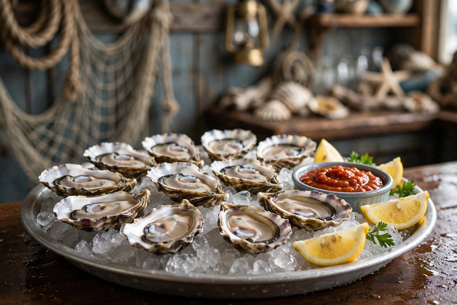 High Tide Harry's menu with prices — fresh raw oysters on ice for the Wednesday dollar-oyster deal