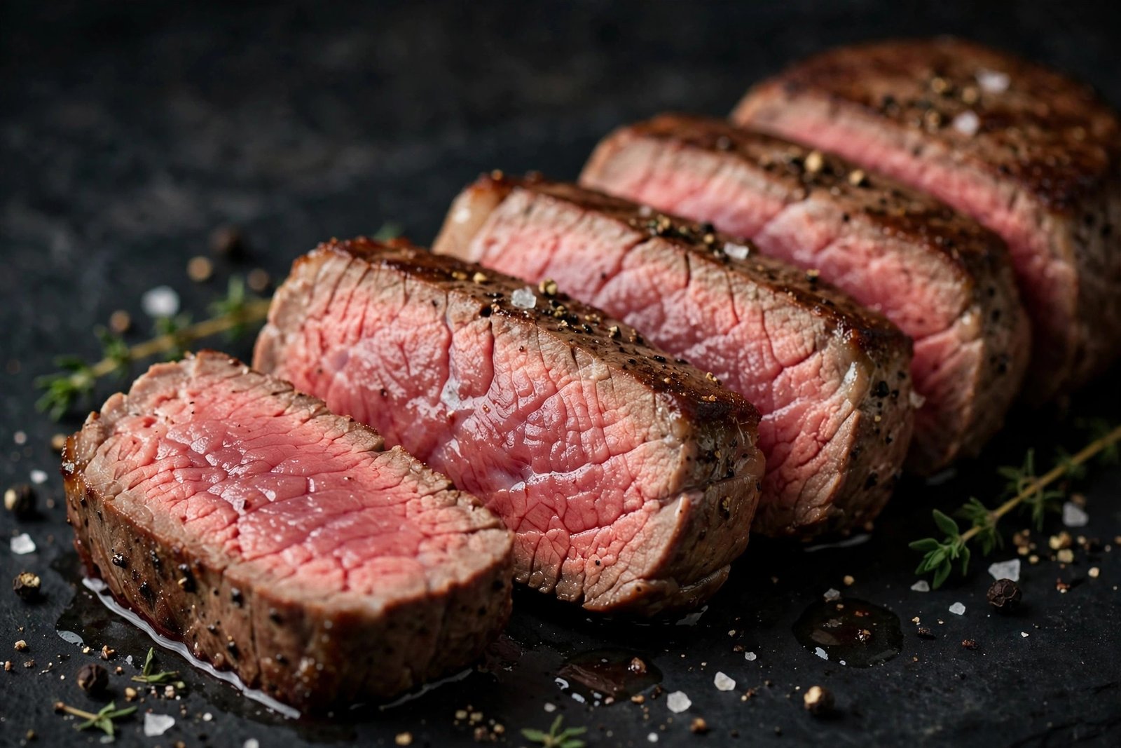 How much is Flo's Filet at LongHorn — sliced filet showing medium-rare doneness
