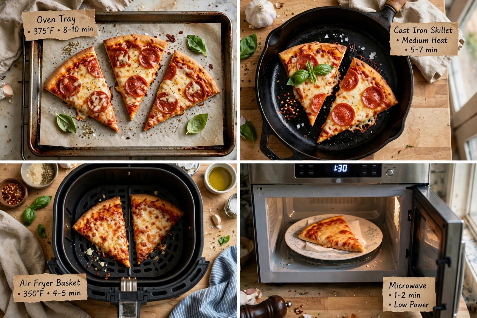 how to reheat pizza best methods 2026