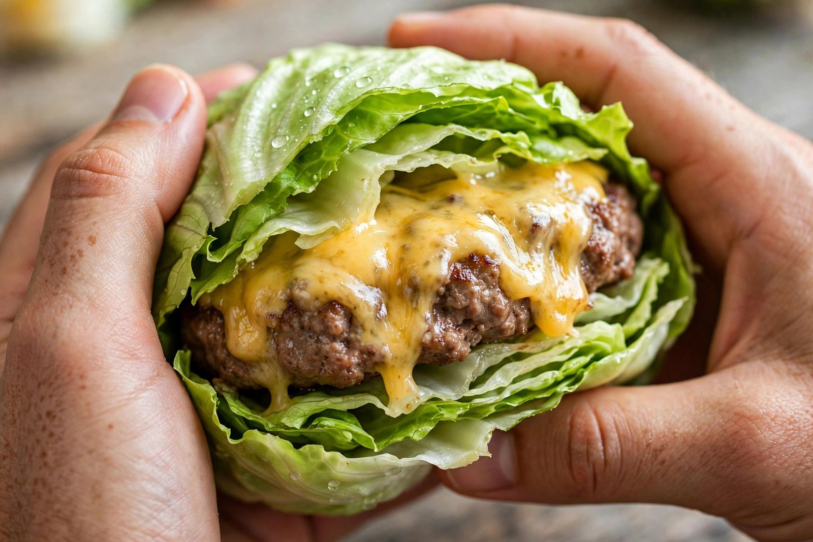 In-N-Out gluten free protein style burger wrapped in fresh lettuce