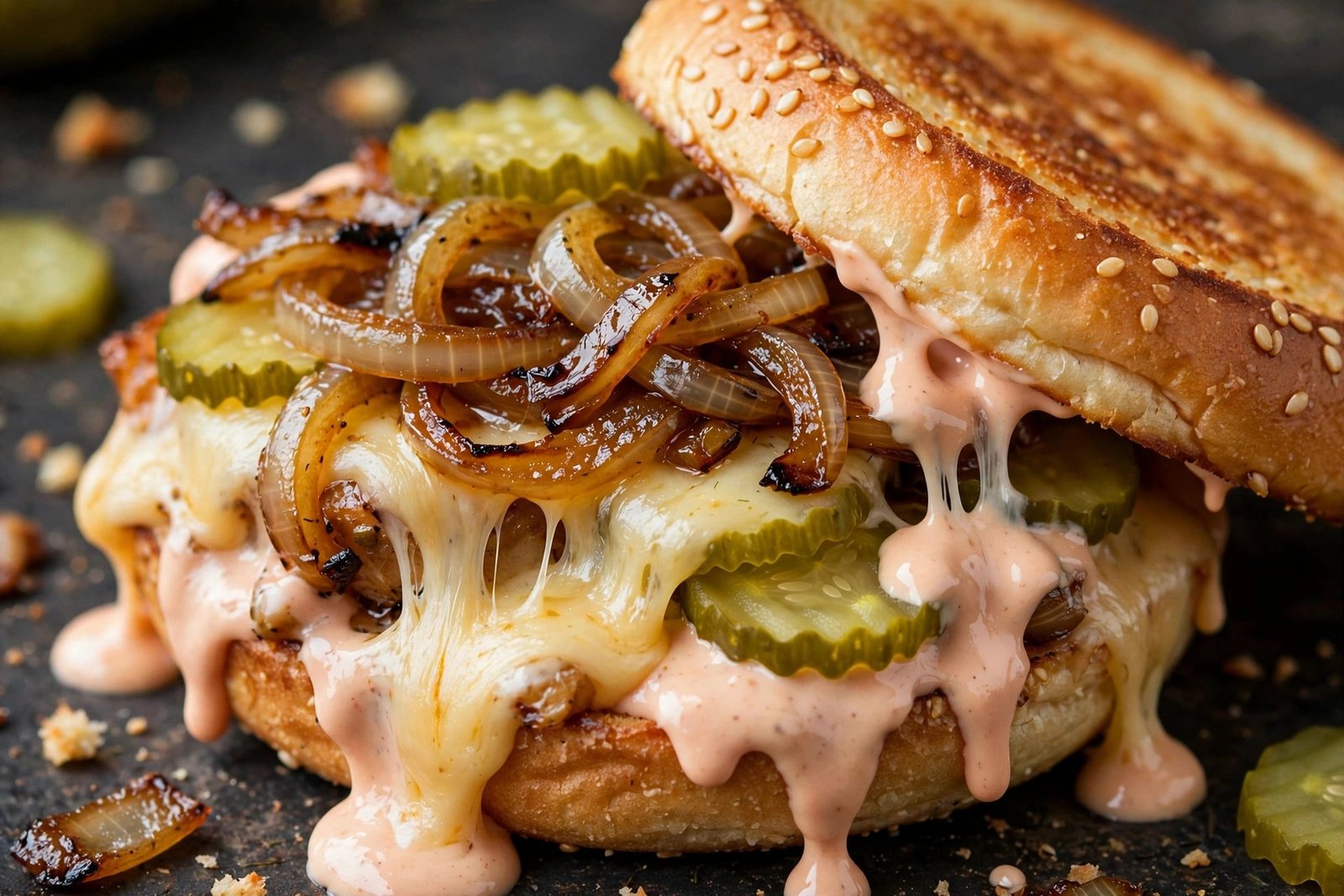 In-N-Out grilled cheese animal style with grilled onions and extra spread