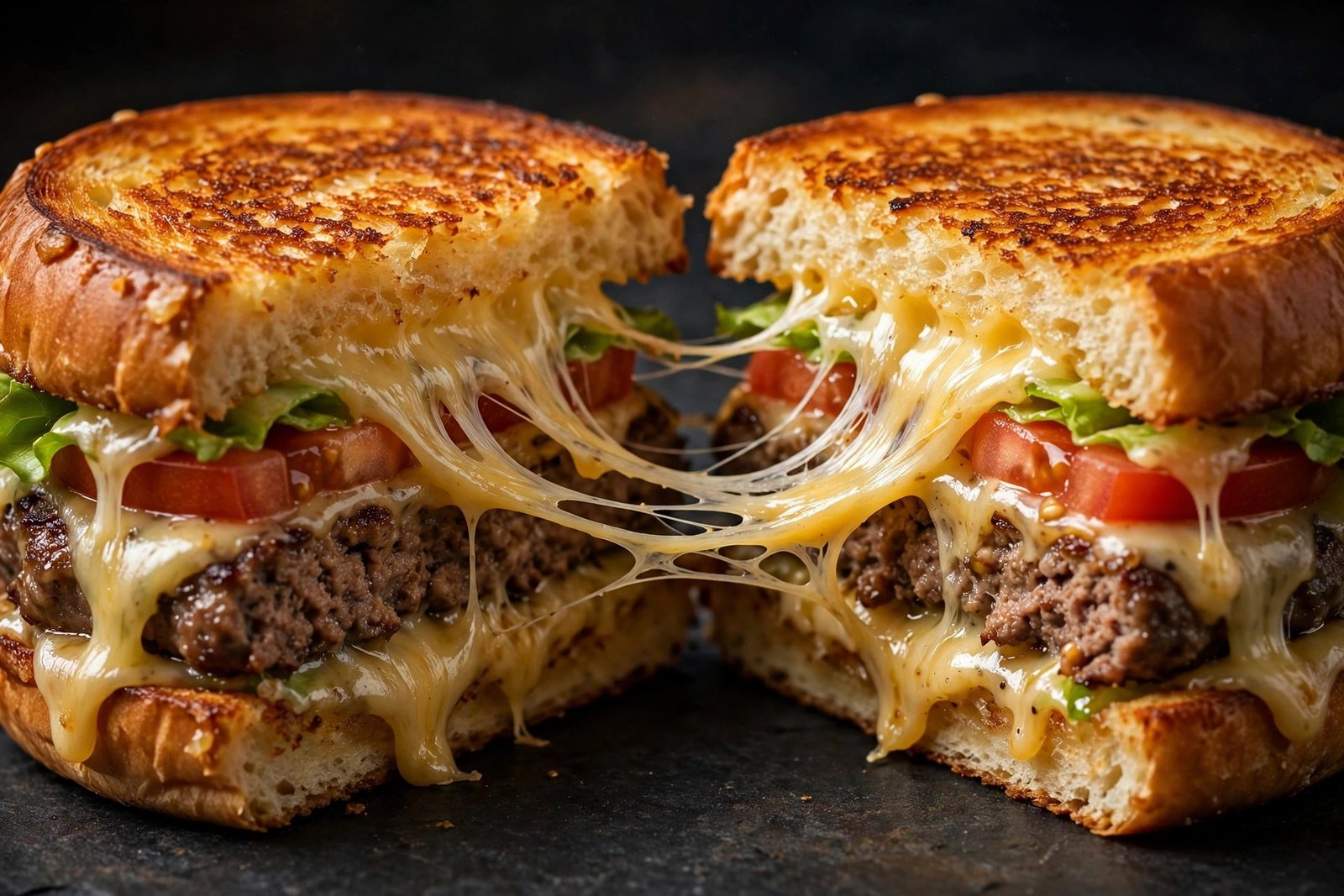 In-N-Out grilled cheese cross section showing melted cheese layers