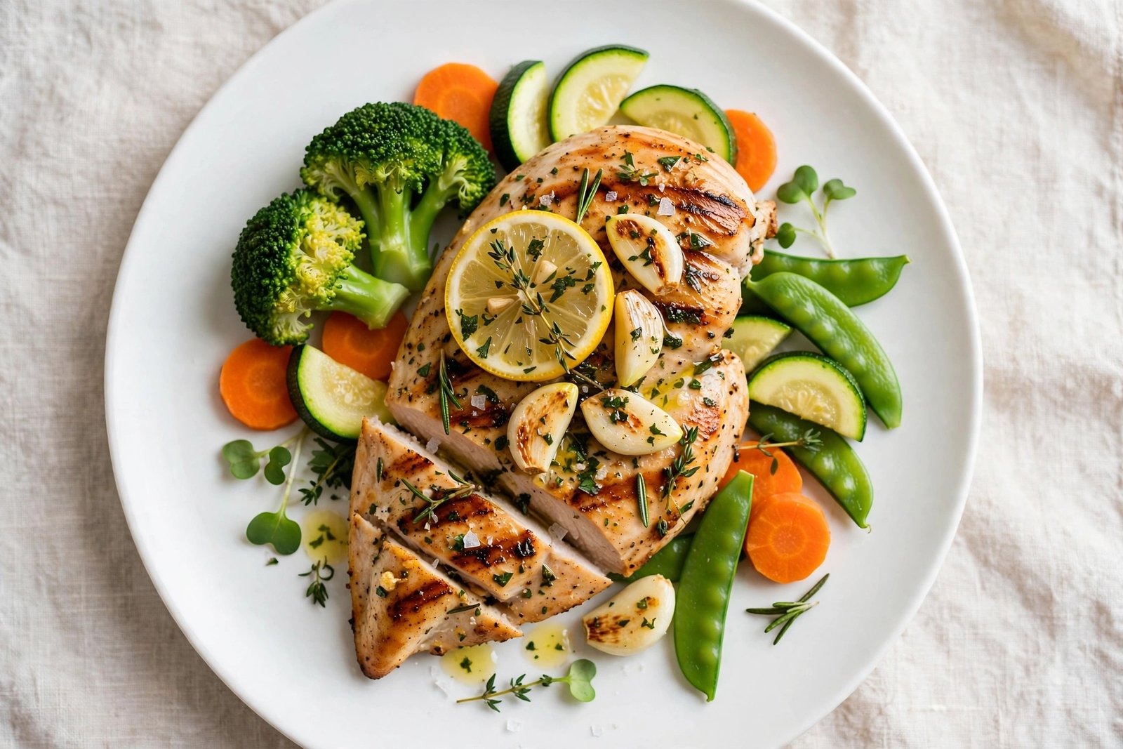 Is LongHorn Steakhouse healthy — grilled lemon garlic chicken with steamed vegetables