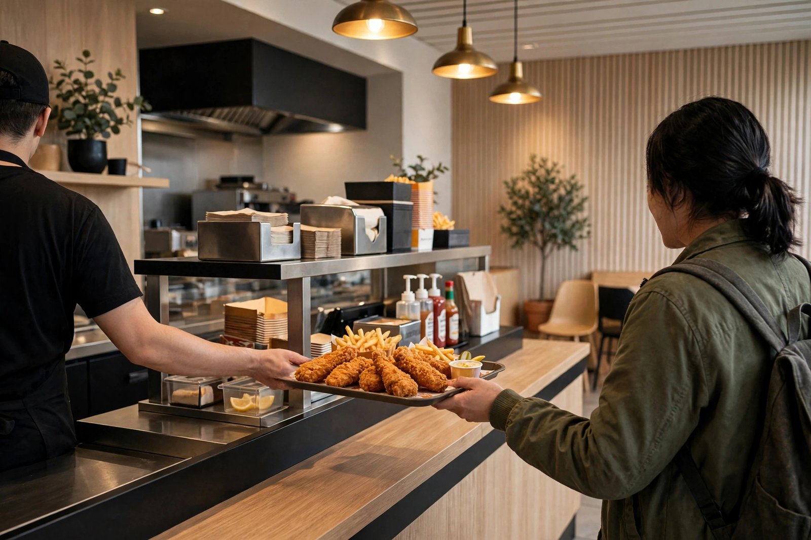 Is Raising Cane's Halal - diner asking about halal status at the Raising Cane's counter