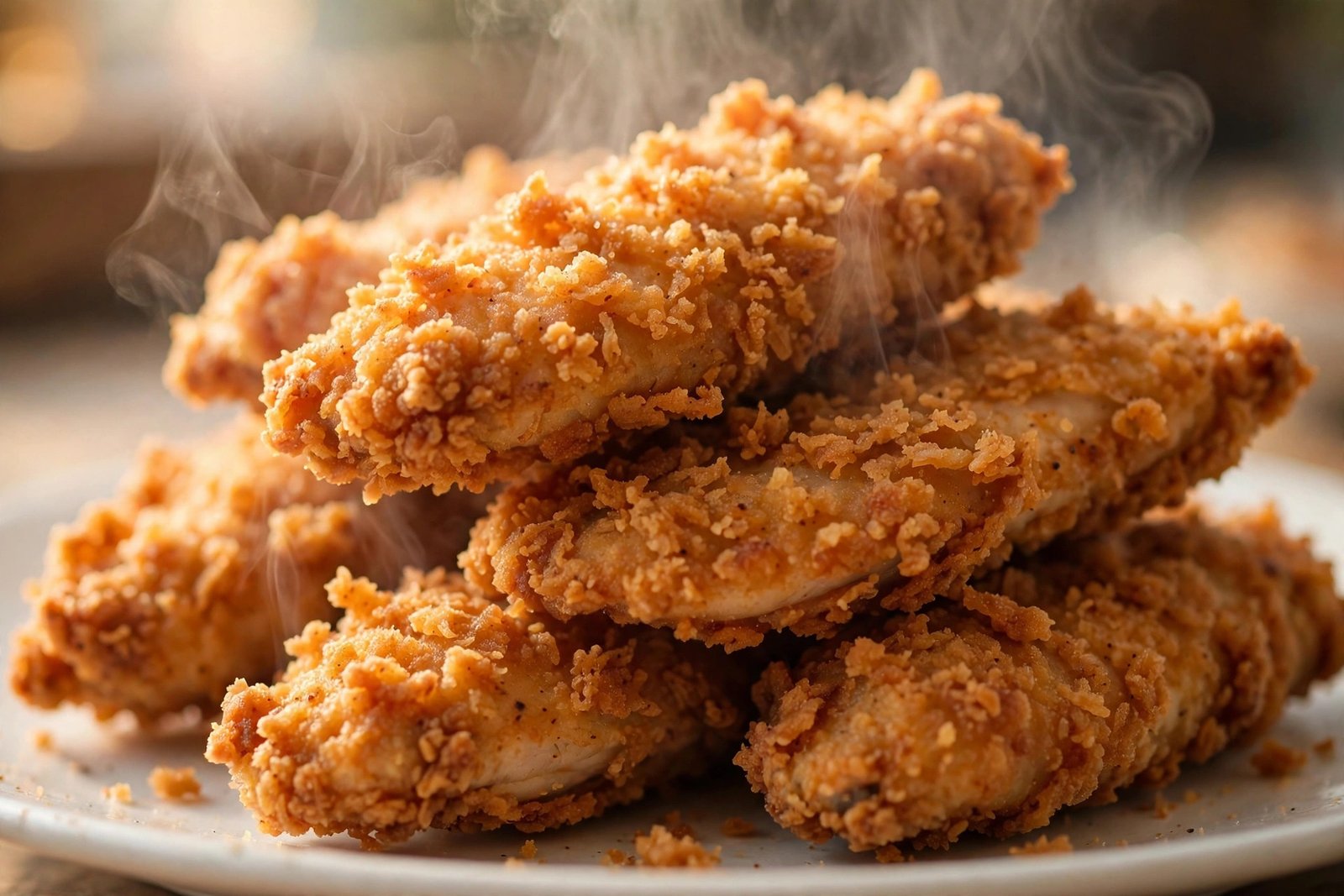 Is Raising Cane's worth the hype? Close-up of golden, crispy hand-battered chicken fingers served fresh and steaming