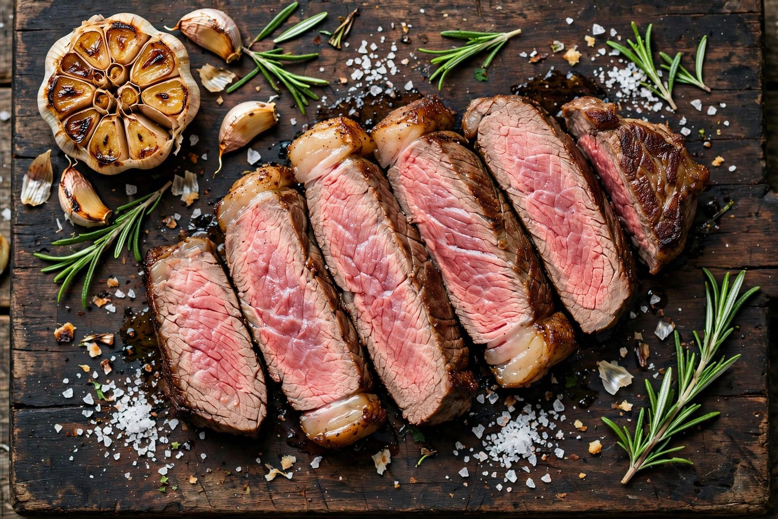 JW Steakhouse Dallas menu — sliced dry-aged steak, medium-rare