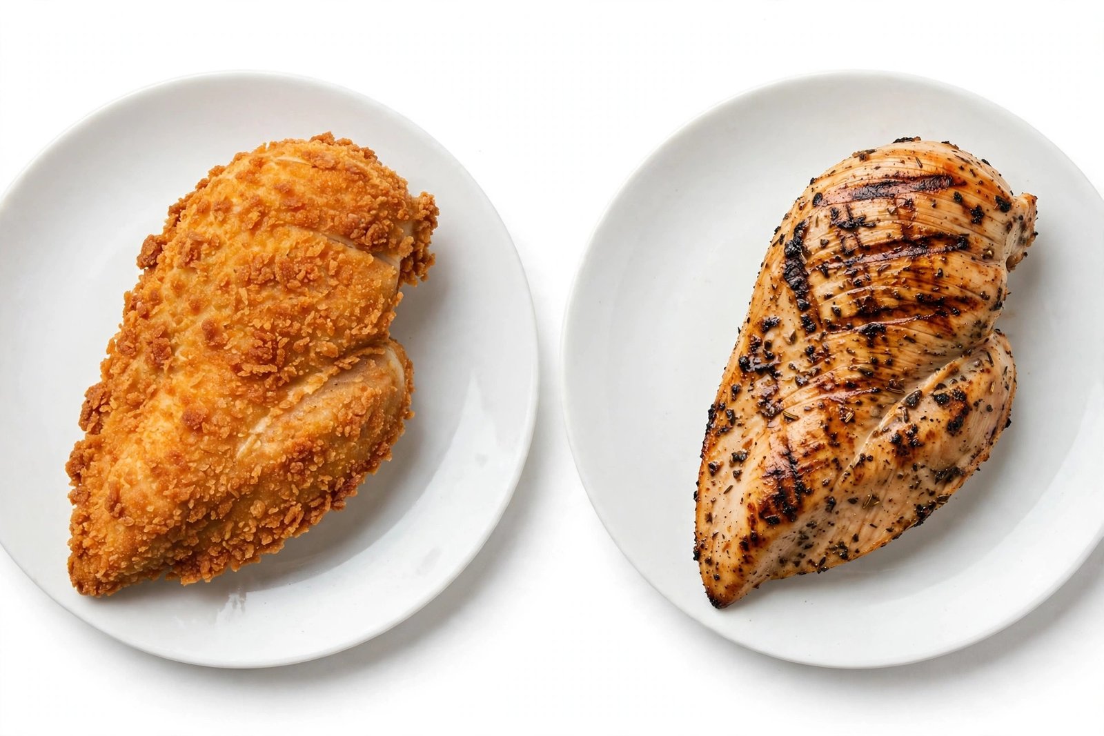 KFC nutritional value — grilled chicken breast vs crispy fried chicken breast comparison