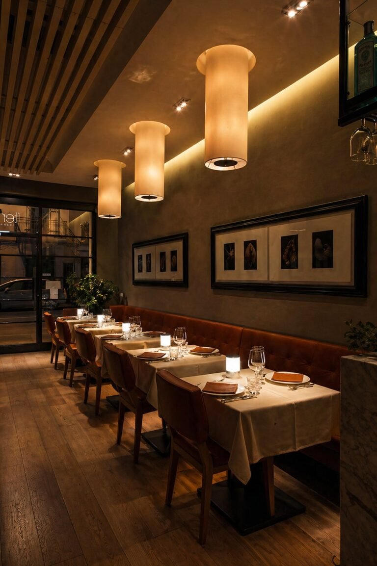 Elegant Italian restaurant dining room with warm lighting — la superstrada menu 2026