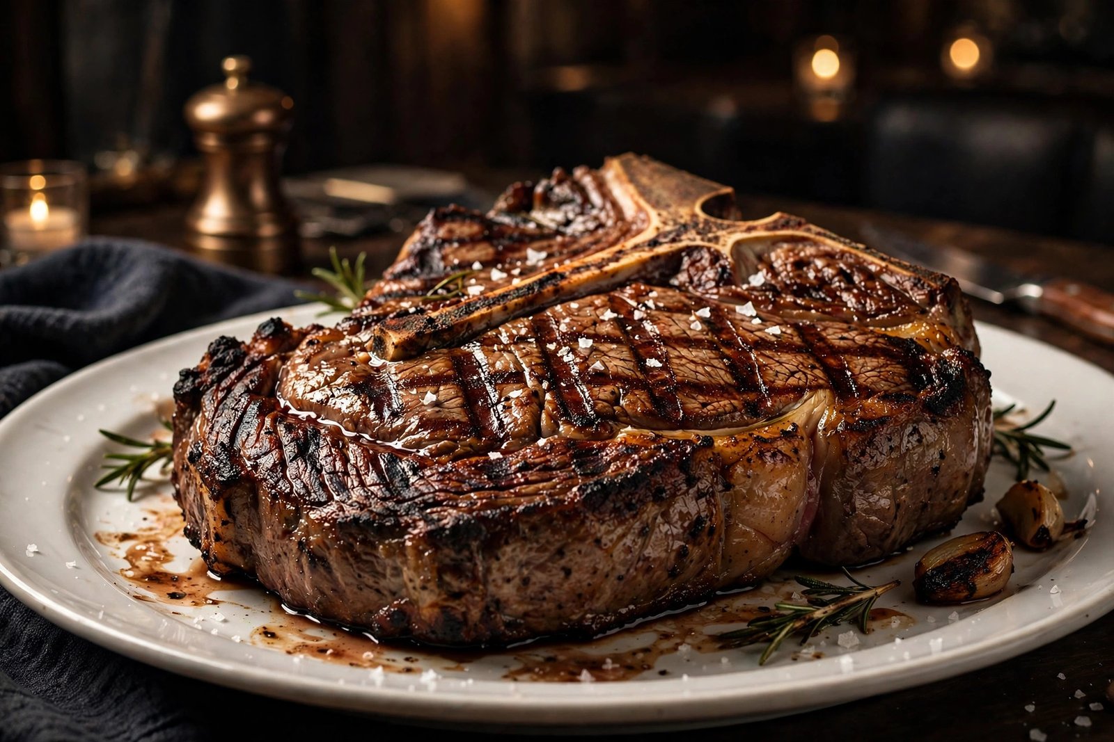 Largest steak at LongHorn — massive 22 ounce bone-in porterhouse on a platter