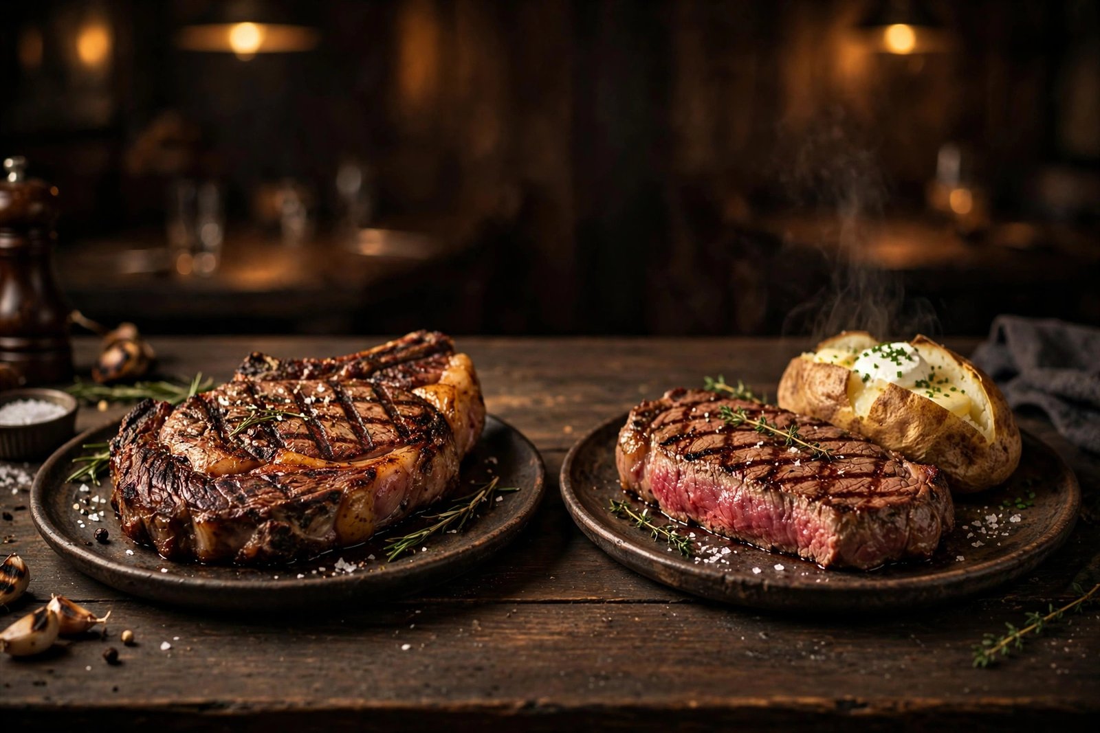 Lone Star Steakhouse vs Texas Roadhouse — two grilled steaks compared side by side in a steakhouse