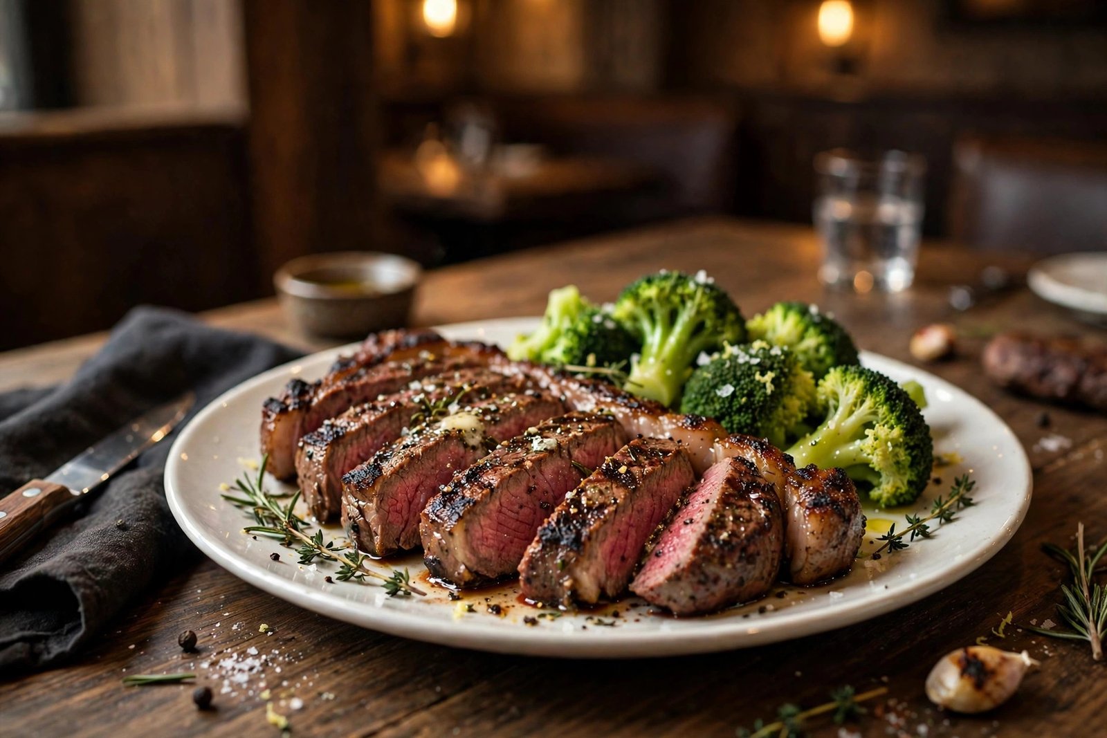 LongHorn lunch menu — fire-grilled lunch sirloin with steamed broccoli