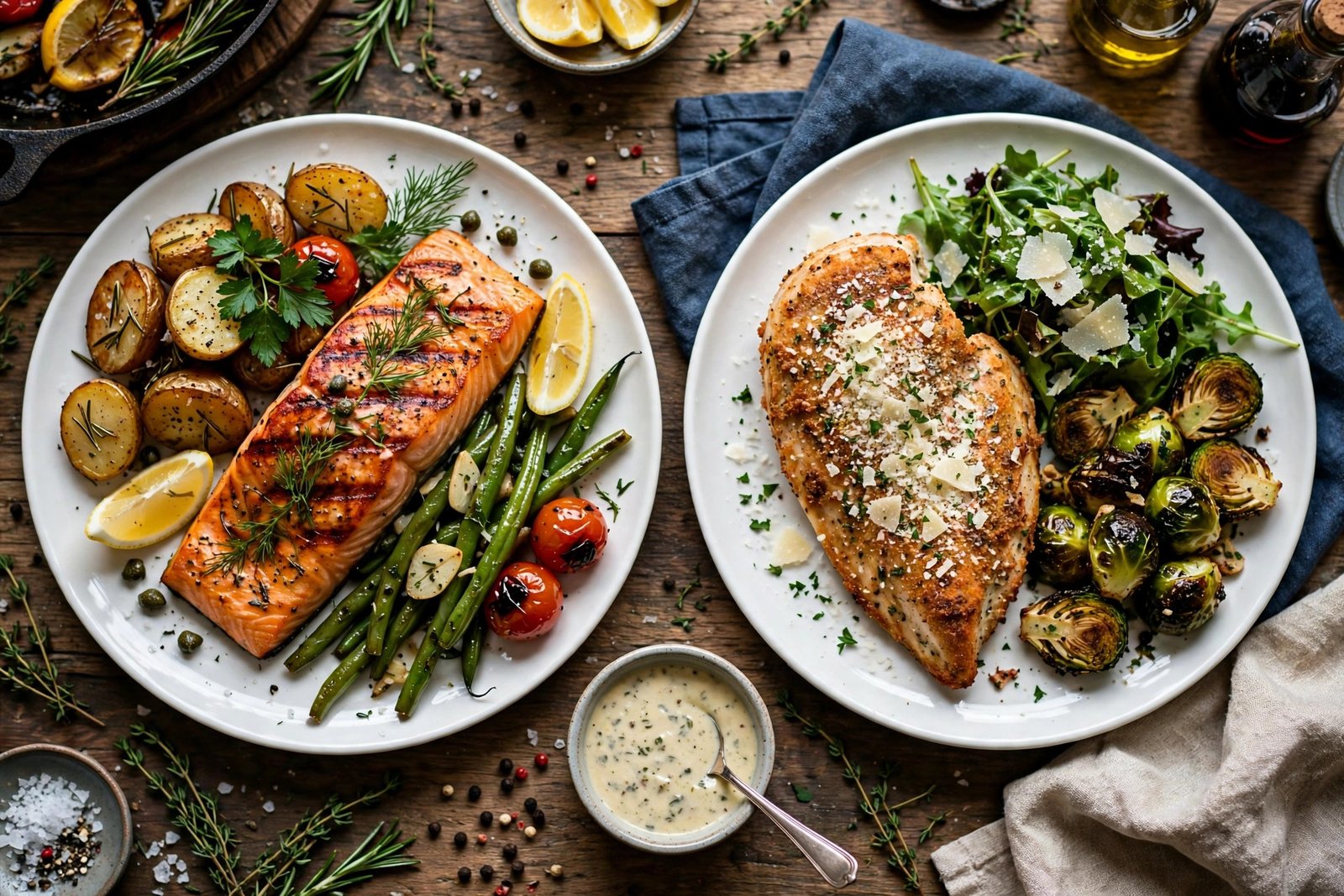 LongHorn Steakhouse menu with pictures — grilled salmon and parmesan crusted chicken plates