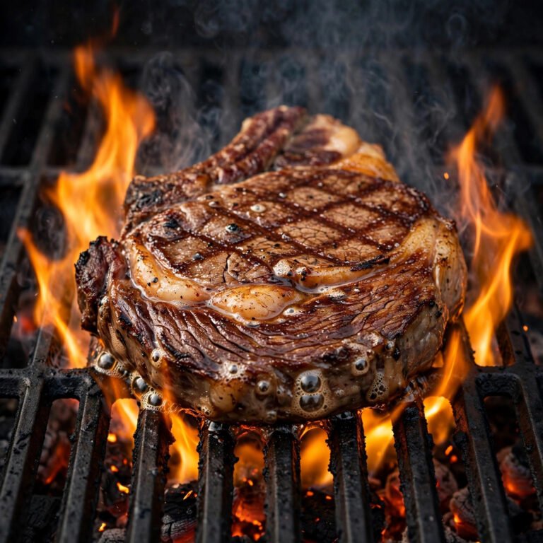 Ribeye steak sizzling on the grill at LongHorn Steakhouse Temecula