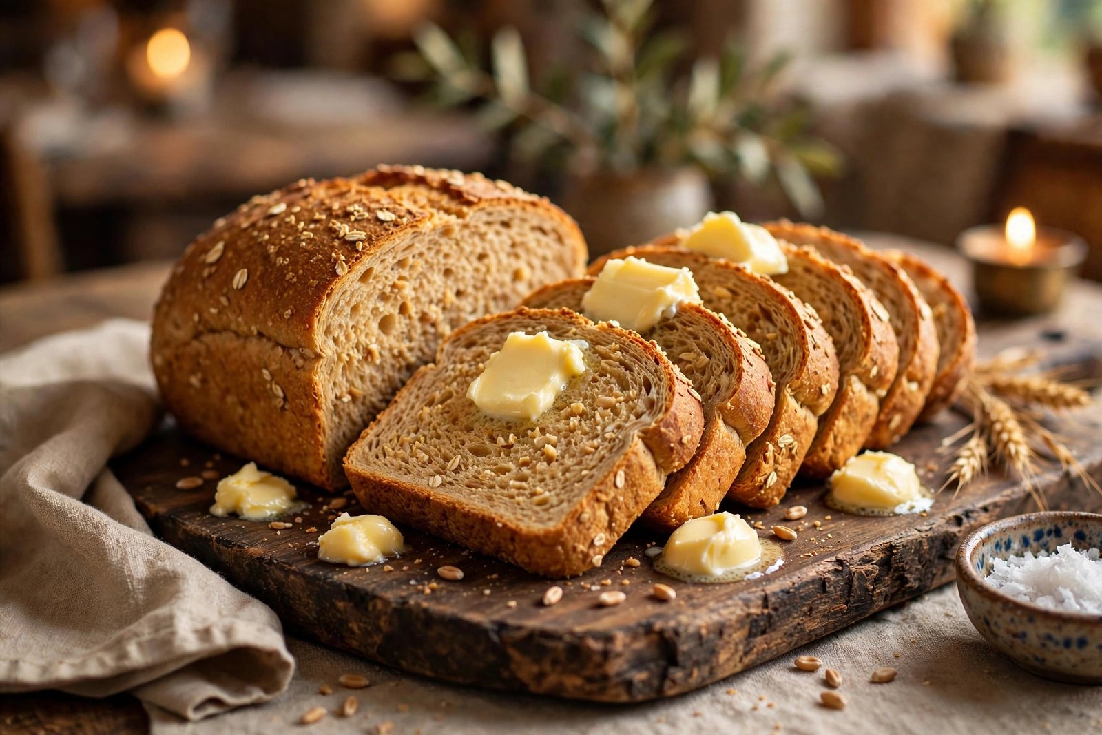 LongHorn vs Outback — warm honey wheat bread loaf with butter