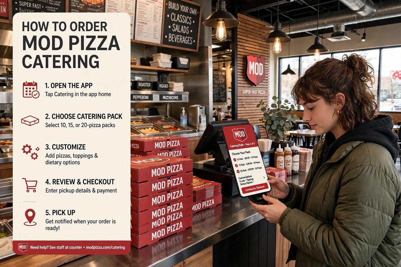MOD Pizza catering how to order 2026 step by step