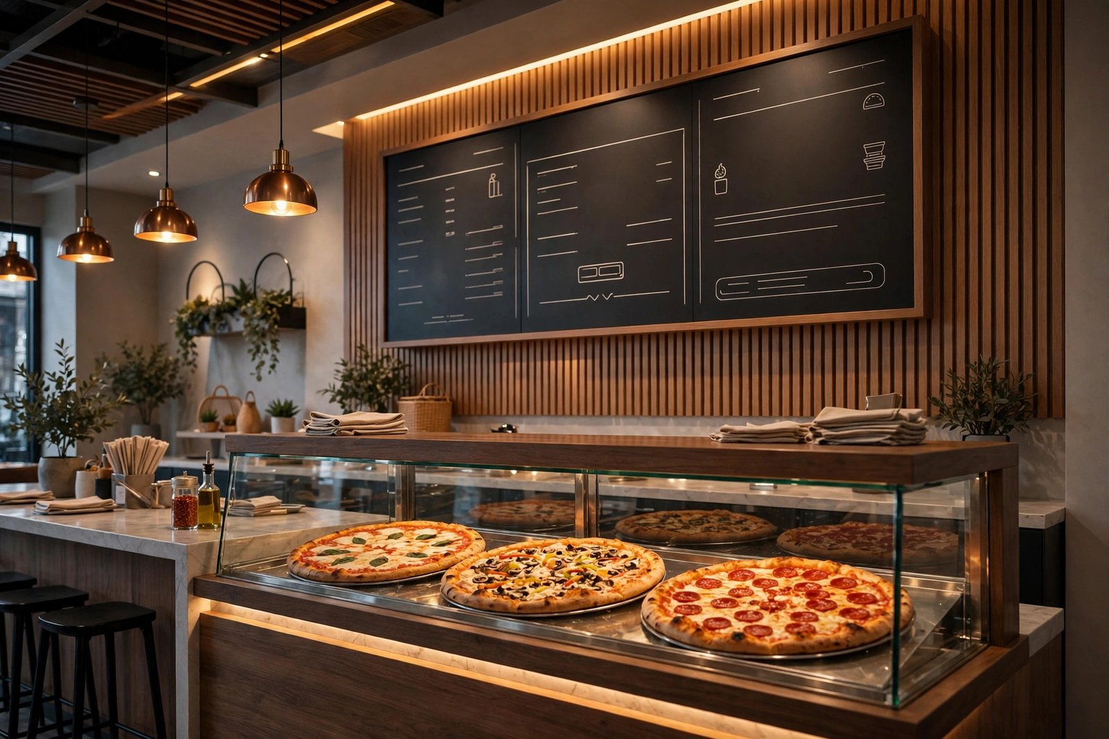 MOD Pizza prices 2026 menu board at restaurant counter