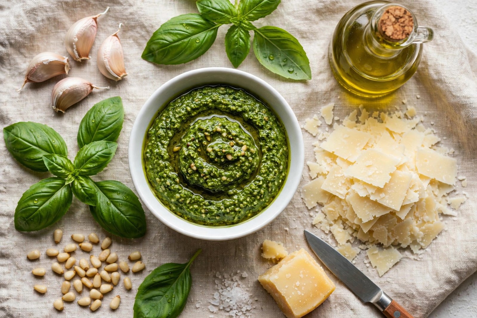 MOD Pizza pesto sauce ingredients 2026 — basil and parmesan