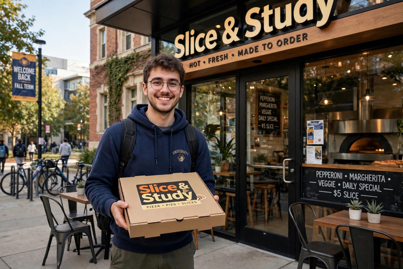 MOD Pizza student discount 2026 — college student with pizza box