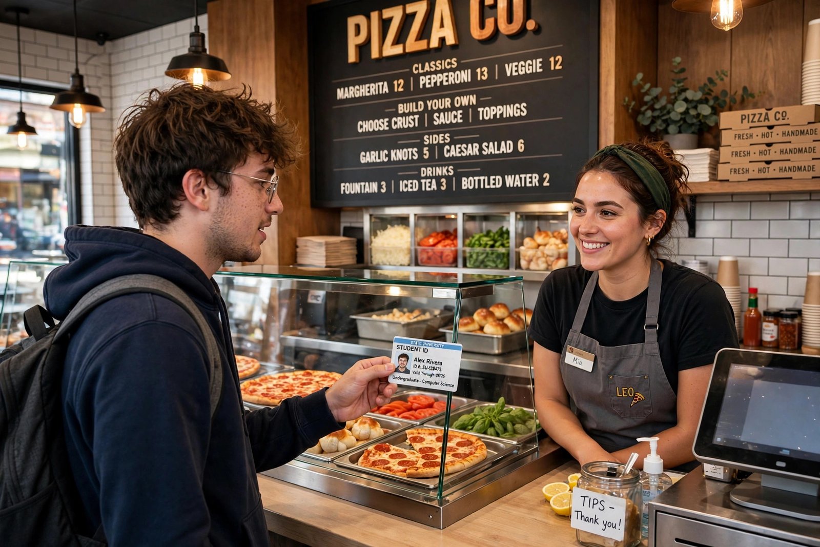 MOD Pizza student discount — showing student ID at the counter 2026