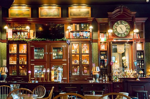 Near by me pubs — cozy traditional pub interior with dark wood bar