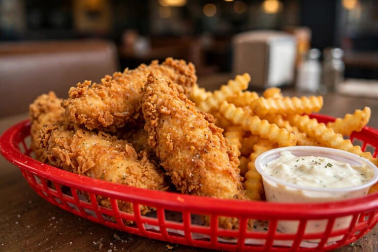 Raising Cane's grilled chicken question — crispy fried chicken fingers in a basket