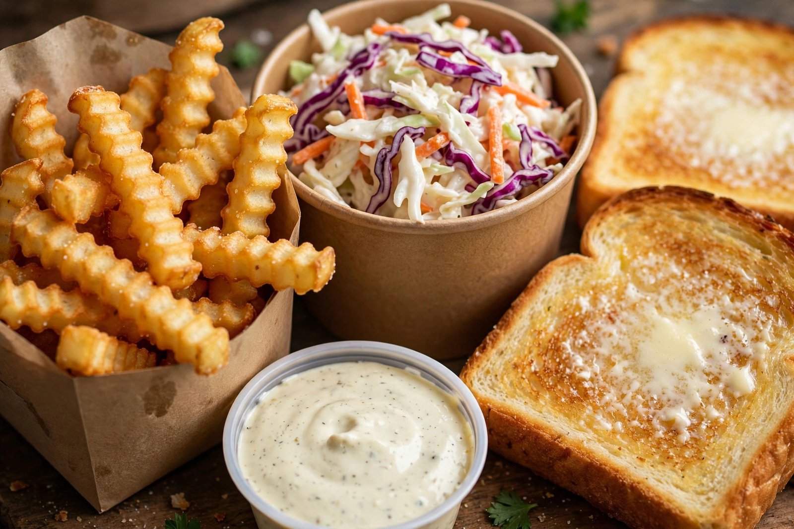 Raising Cane's extras menu prices 2026 — Cane's Sauce, Texas toast, crinkle-cut fries and coleslaw