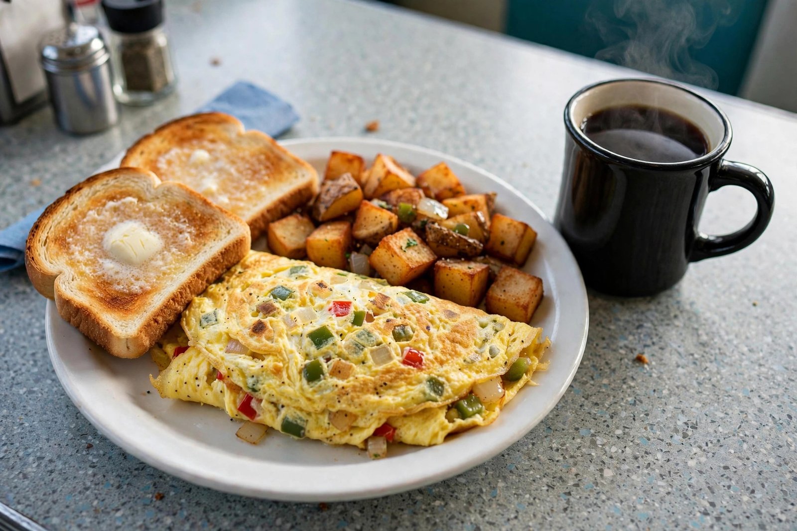 Classic western omelette breakfast at Ritz Diner New York City