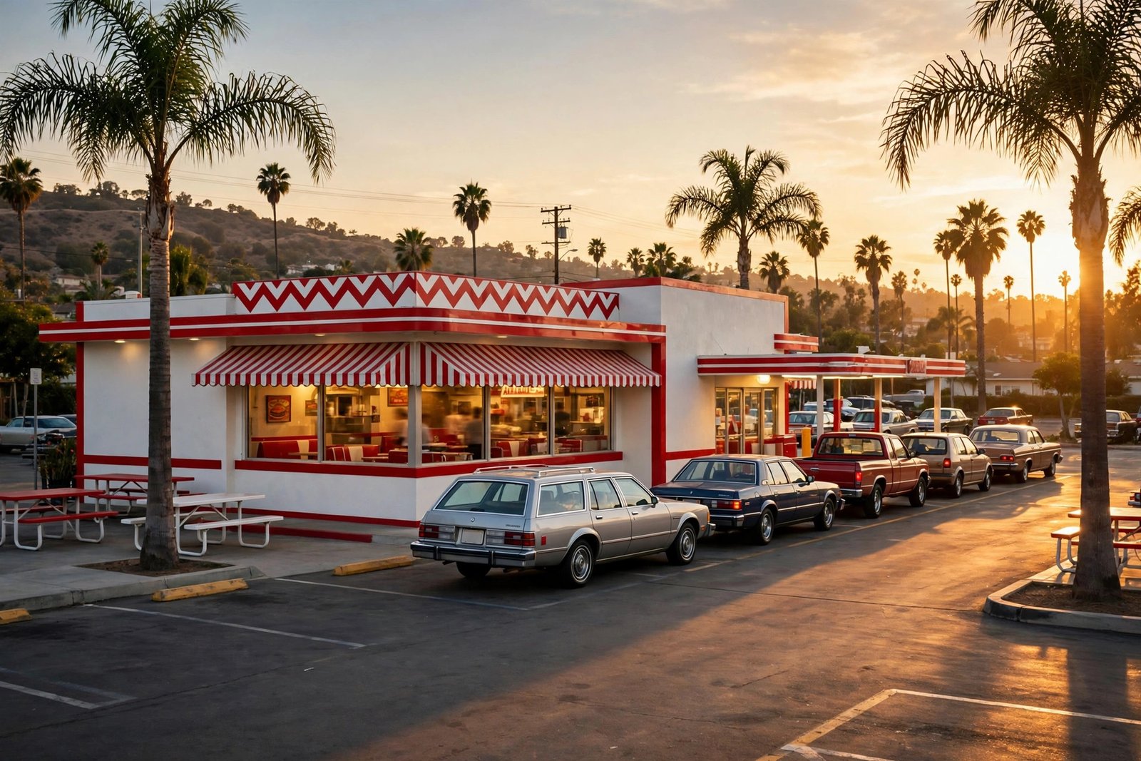 Why is In-N-Out so popular - iconic restaurant with palm trees and drive thru